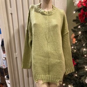 Super Down distressed crew neck oversized sweater